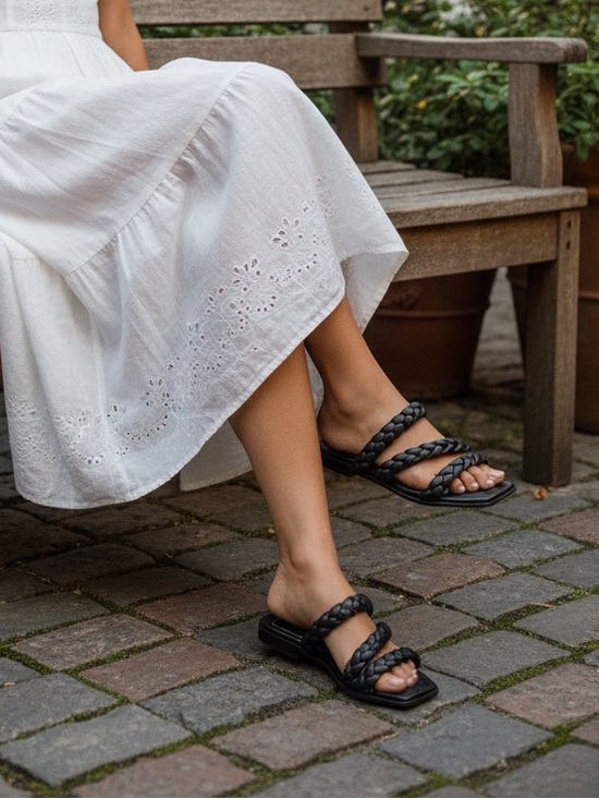 Dolce Vita Shoes - Dolce Vita Black Braided-Strap Slide Sandals